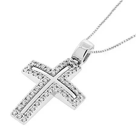Λευκόχρυσος σταυρός 18Κ με διαμάντια 0.34ct. CR7958
