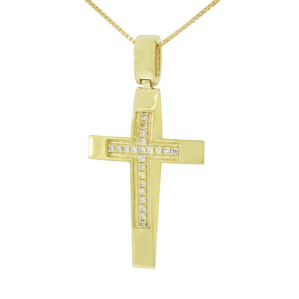 Χρυσός σταυρός με διαμάντια 0.11ct σε 18 καράτια.CR7899