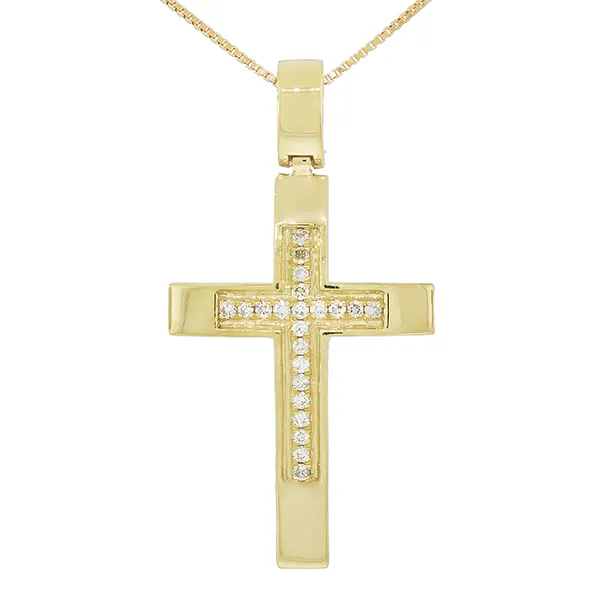 Χρυσός σταυρός με διαμάντια 0.11ct σε 18 καράτια.CR7899