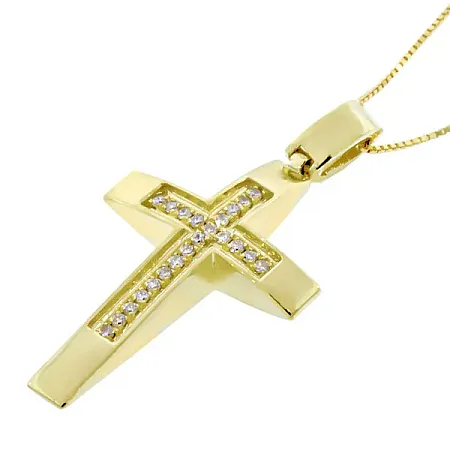 Χρυσός σταυρός με διαμάντια 0.11ct σε 18 καράτια.CR7899