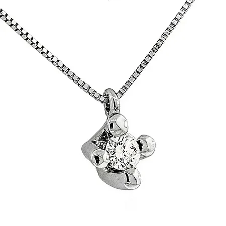 Λευκόχρυσο μενταγιόν φλόγα με διαμάντι 0.15ct και αλυσίδα 18 καράτια .MD2701
