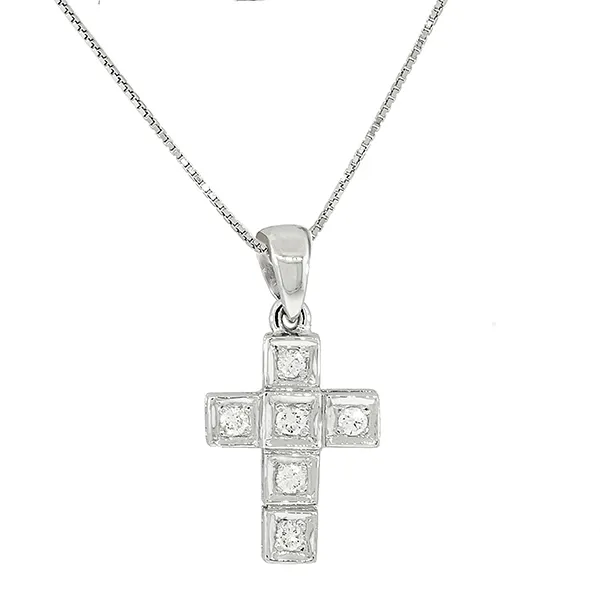 Σταυρός λευκόχρυσος με διαμάντια 0.18ct σε 18 καράτια. CR8515