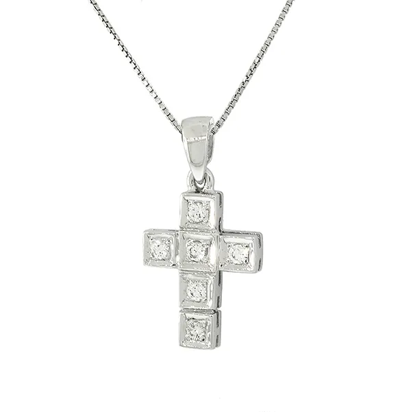 Σταυρός λευκόχρυσος με διαμάντια 0.18ct σε 18 καράτια. CR8515