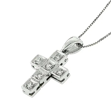 Σταυρός λευκόχρυσος με διαμάντια 0.18ct σε 18 καράτια. CR8515