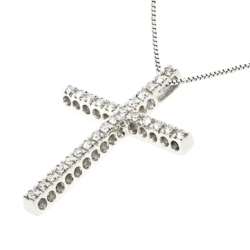 Λευκόχρυσος σταυρός με διαμάντια 0.26ct σε 18 καράτια. CR2636