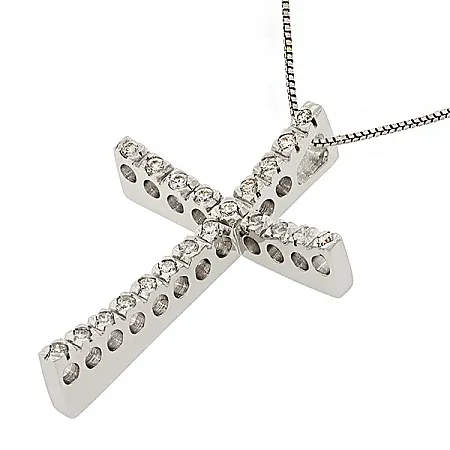 Λευκόχρυσος Σταυρός με διαμάντια 0.20ct σε 18 καράτια.CR8843
