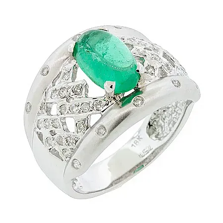 ΛΕΥΚΟΧΡΥΣΟ ΔΑΧΤΥΛΙΔΙ 18 ΚΑΡΑΤΙΑ ΜΕ BRILLANT 0.30ct KAI ΣΜΑΡΑΓΔΙ 1.80ct RL4224