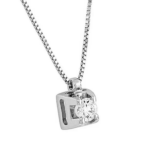 Μονόπετρο κρεμαστό με διαμάντι 0.15ct και αλυσίδα 18 καράτια. MD8289