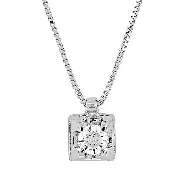 Μονόπετρο κρεμαστό με διαμάντι 0.15ct και αλυσίδα 18 καράτια. MD8289
