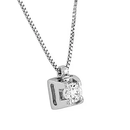 Μονόπετρο κρεμαστό με διαμάντι 0.15ct και αλυσίδα 18 καράτια. MD8289