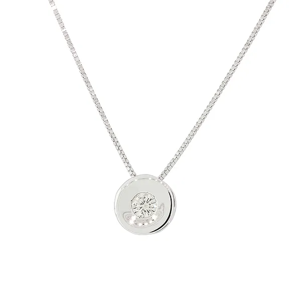 Λευκόχρυσο μονόπετρο λαιμου με διαμάντι 0.11ct και αλυσίδα 18Κ. MD11806