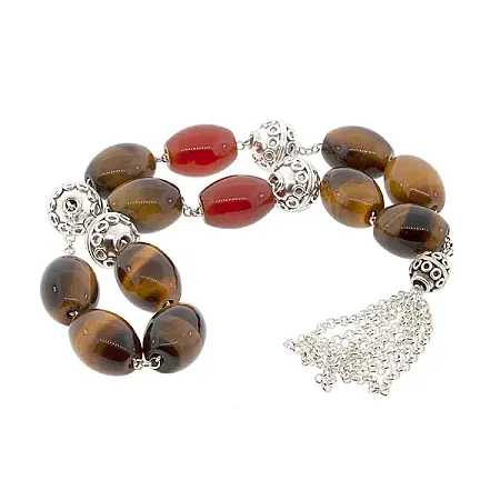 ΑΣΗΜΕΝΙΟ ΚΟΜΠΟΛΟΙ ΜΕ TIGER EYE ΧΑΝΤΡΕΣ. SIL12272