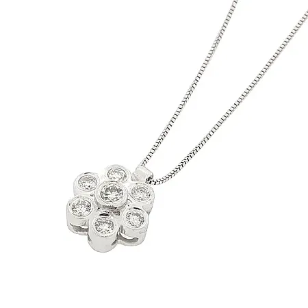 Λευκόχρυσο μενταγιόν με μπριγιάν 0.20ct και αλυσίδα 18Κ. MD12219