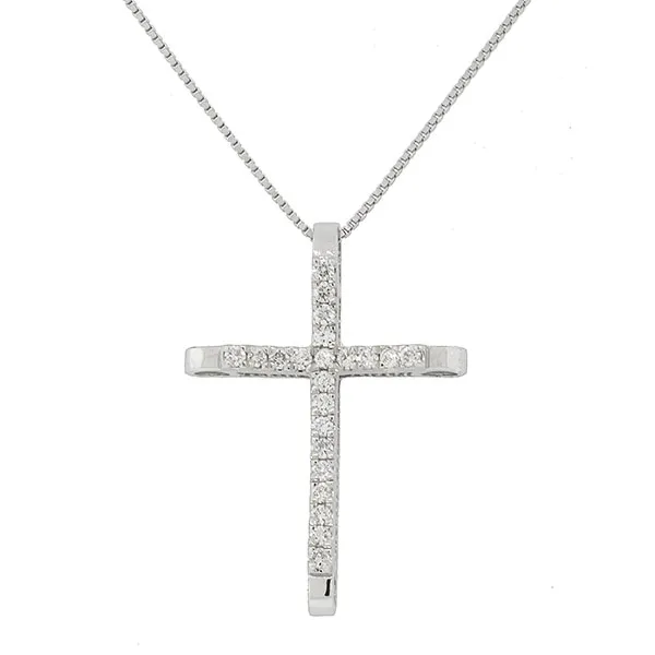 Λευκόχρυσος σταυρός με διαμάντια 0.19ct σε 18 καράτια.CR12369
