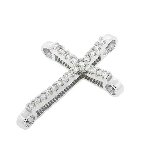 Λευκόχρυσος σταυρός με διαμάντια 0.19ct σε 18 καράτια.CR12369