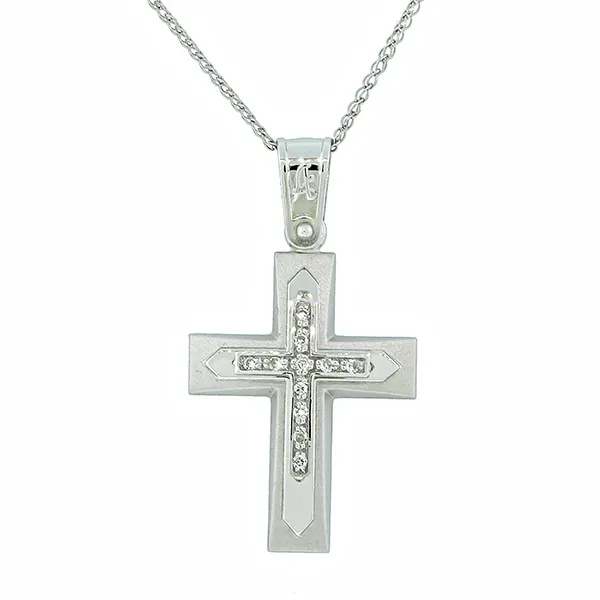 Λευκόχρυσος στυαρός με διαμάντια 0.06ct σε 18 καράτια.CR3220