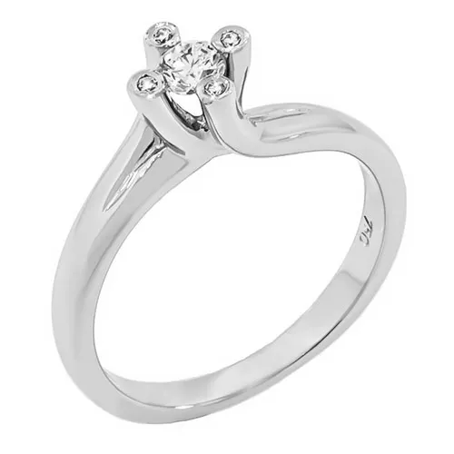 Δαχτυλίδι μονόπετρο φλόγα με διαμάντι 0.17ct λευκόχρυσο 18Κ. RD2521