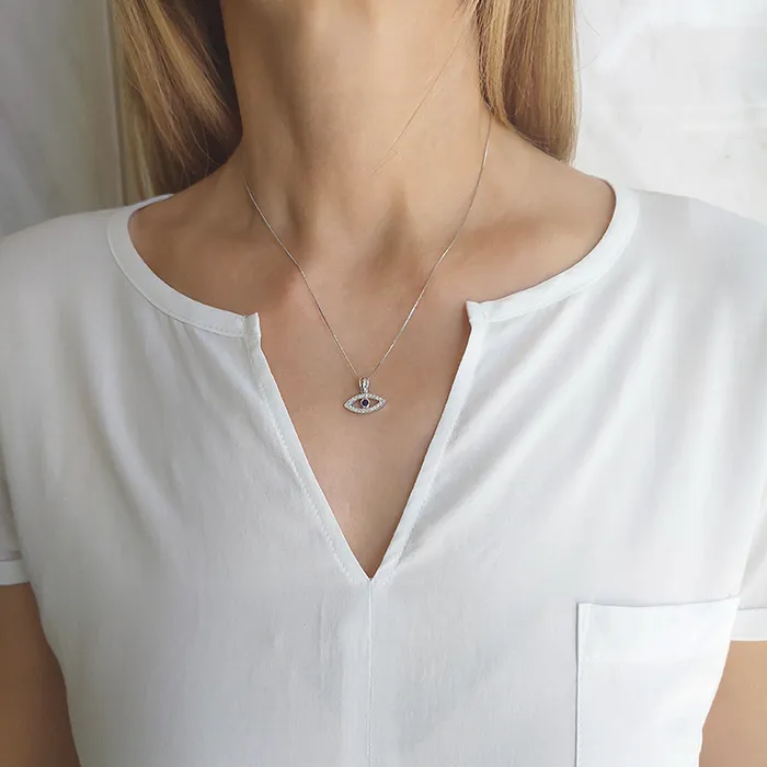Λευκόχρυσο μάτι με ορυκτό ζαφείρι 0.09ct και διαμάντια 0.19ct σε 18Κ. MD12982