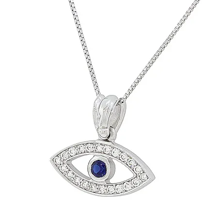 Λευκόχρυσο μάτι με ορυκτό ζαφείρι 0.09ct και διαμάντια 0.19ct σε 18Κ. MD12982