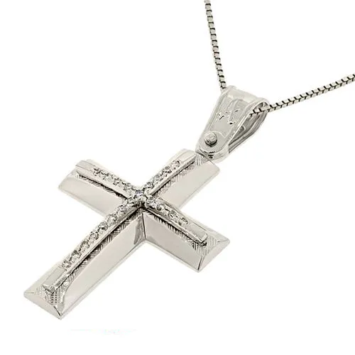 Λευκόχρυσος σταυρός με διαμάντια 0.11ct σε 18 καράτια. CR4627