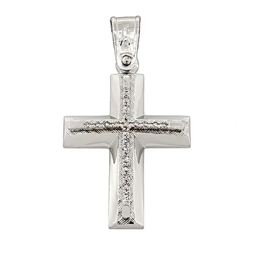 Λευκόχρυσος σταυρός με διαμάντια 0.11ct σε 18 καράτια. CR4627