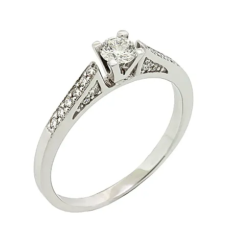 Λευκόχρυσο μονόπετρο 18κ με διαμάντι 0.24ct και πλαϊνά διαμάντια.  RD13255