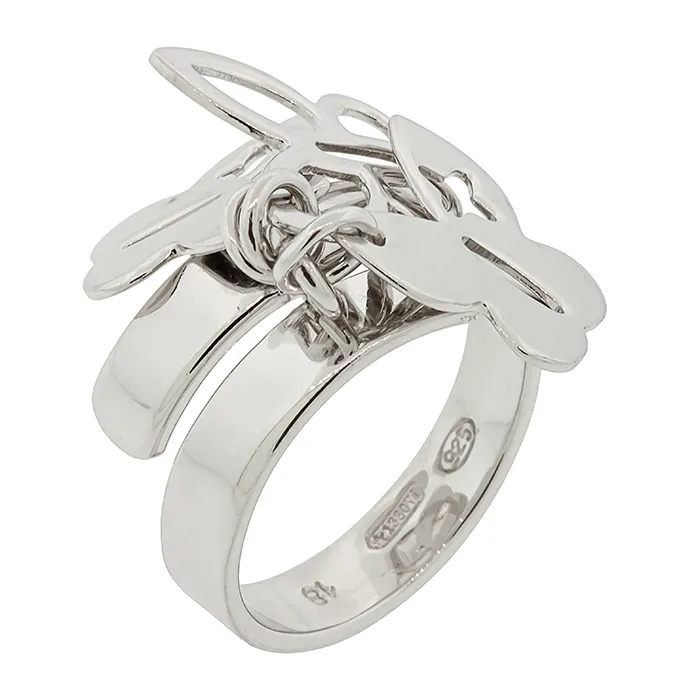 Ασημένιο δαχτυλίδι 925°με charms. C13715