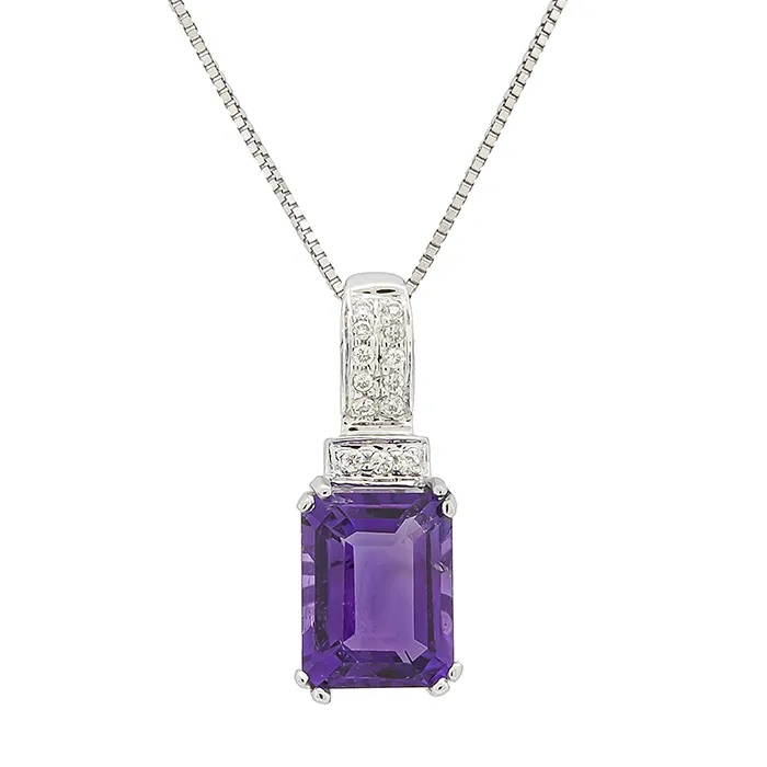 Λευκόχρυσο μενταγιόν με αμέθυστο 2.03ct και διαμάντια σε 18 καράτια. MD2314