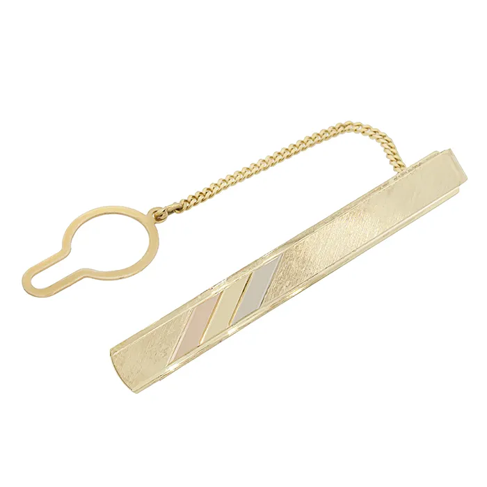 Ανδρική γραβατοπιάστρα χρυσή 14 καράτια με ματ στοιχεία. ΜCP3553