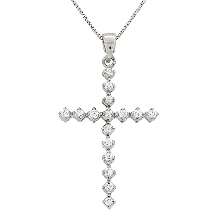 Λευκόχρυσος σταυρός με διαμάντια 0.33ct σε 18 καράτια. CR00880
