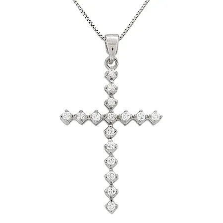 Λευκόχρυσος σταυρός με διαμάντια 0.33ct σε 18 καράτια. CR00880