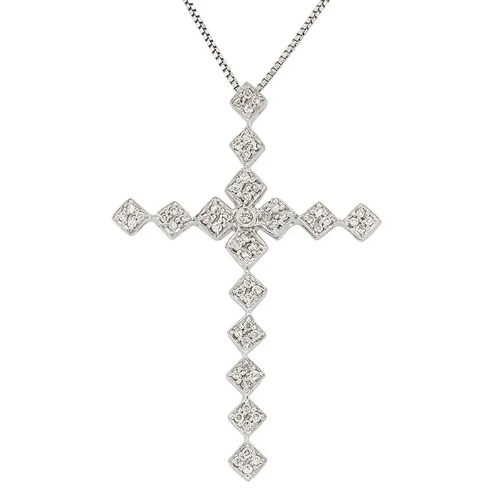 Σταυρός λευκόχρυσος με διαμάντια 0.21ct σε 18 καράτια. CR2612