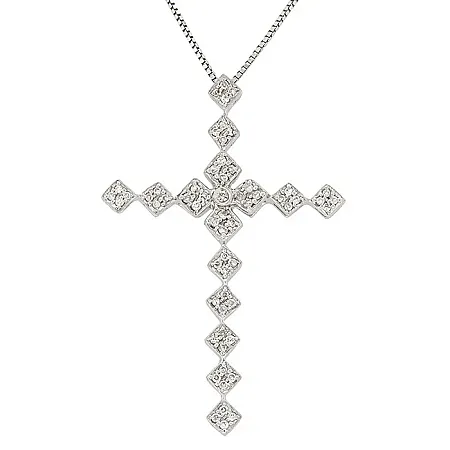 Σταυρός λευκόχρυσος με διαμάντια 0.21ct σε 18 καράτια. CR2612