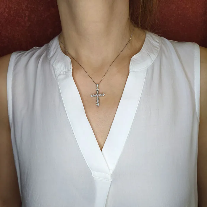 Λευκόχρυσος σταυρός με διαμάντια 0.25ct σε 18 καράτια. CR02671