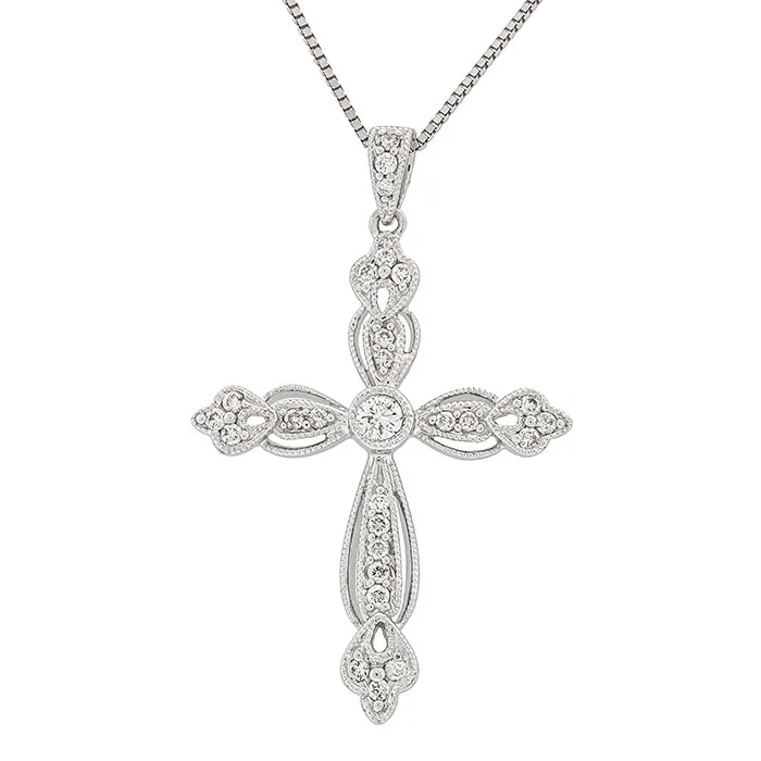 Λευκόχρυσος σταυρός με διαμάντια 0.25ct σε 18 καράτια. CR02671