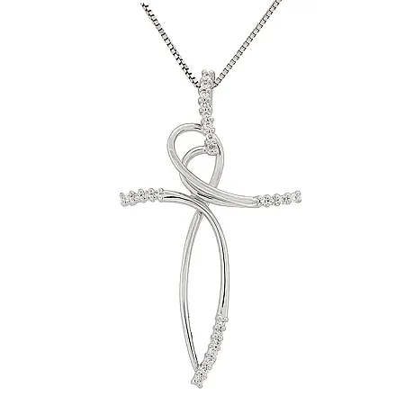 Σταυρός λευκόχρυσος με διαμάντια 0.10ct σε 18 καράτια. CR1035