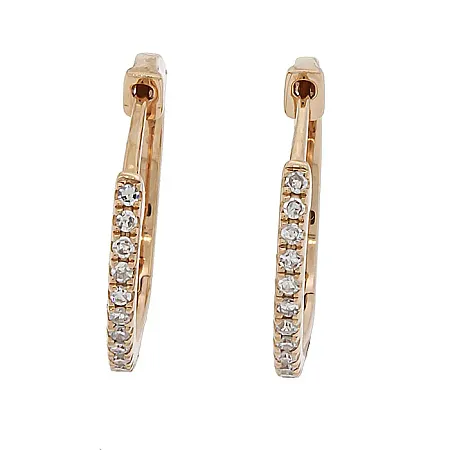 Σκουλαρίκια κρίκοι με διαμάντια 0.05ct σε ροζ χρυσό 18Κ. SΚ9875