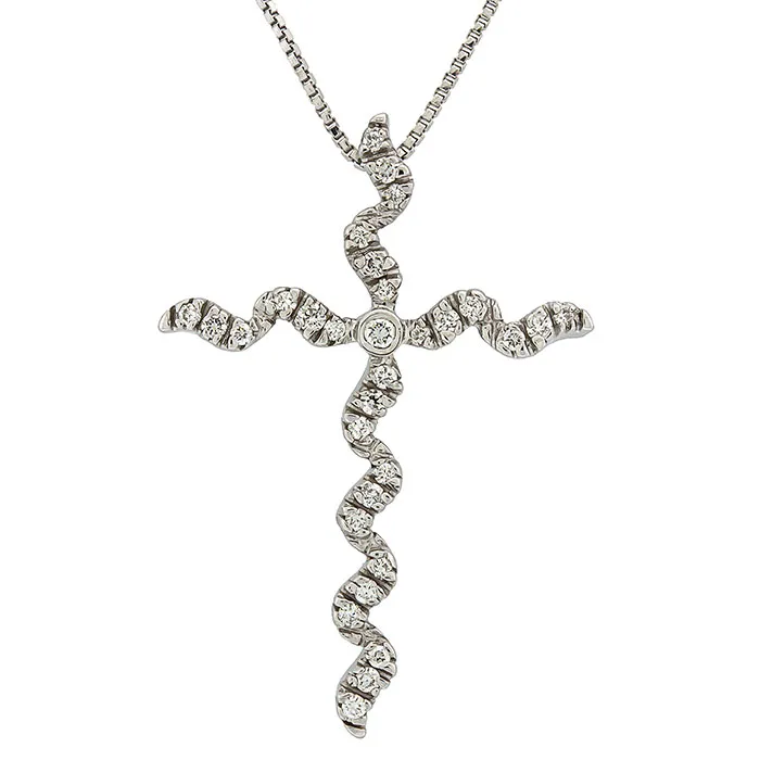 Σταυρός λευκόχρυσος με διαμάντια 0.18ct σε 18 καράτια σετ με αλυσιδα 18Κ. CR0901