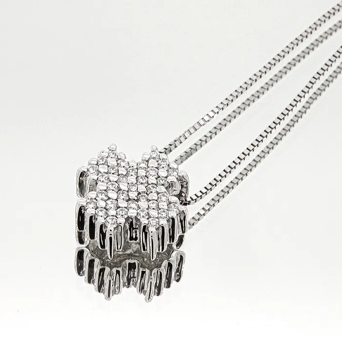 Σταυρός λευκόχρυσος με διαμάντια 0.16ct σε 18 καράτια σετ με αλυσίδα 18Κ. CR03444