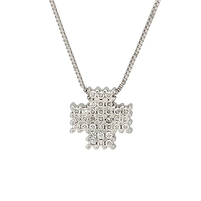 Σταυρός λευκόχρυσος με διαμάντια 0.16ct σε 18 καράτια σετ με αλυσίδα 18Κ. CR03444