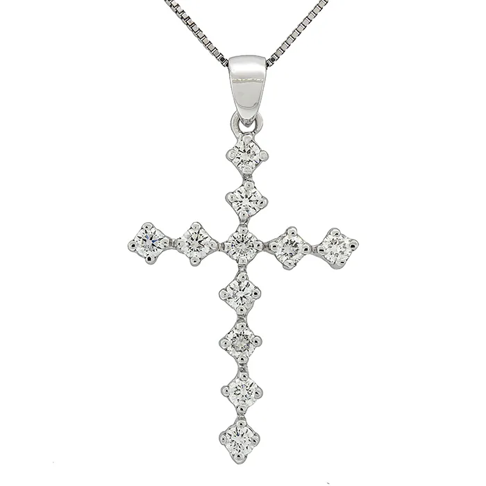 Σταυρός λευκόχρυσος με διαμάντια 0.57ct σε 18 καράτια. CR07132