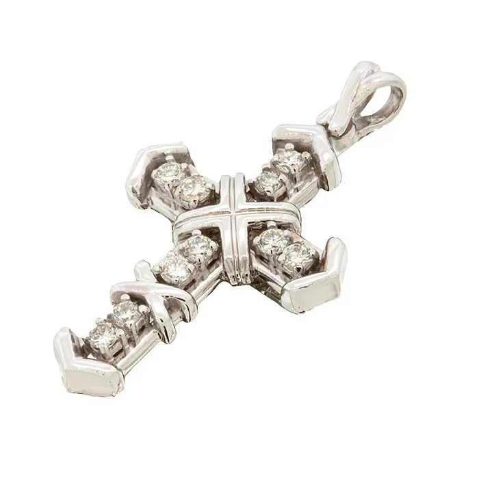 Λευκόχρυσος Σταυρός 18K με Διαμάντια 0.50ct – Πολυτελές Κόσμημα. CR02615