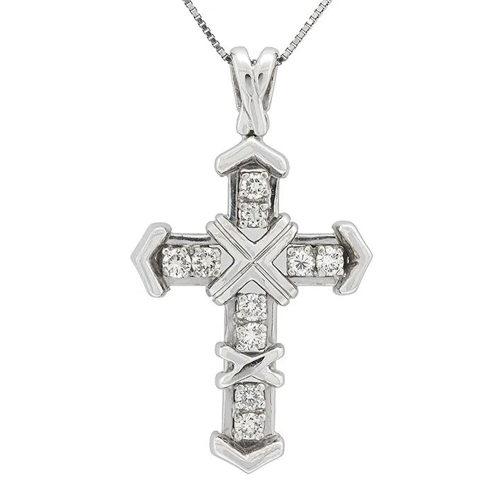 Λευκόχρυσος Σταυρός 18K με Διαμάντια 0.50ct – Πολυτελές Κόσμημα. CR02615