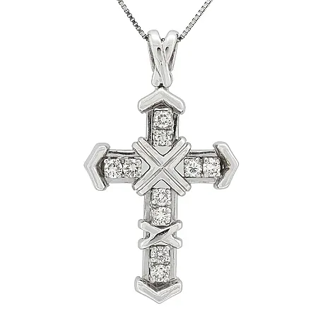 Λευκόχρυσος Σταυρός 18K με Διαμάντια 0.50ct – Πολυτελές Κόσμημα. CR02615