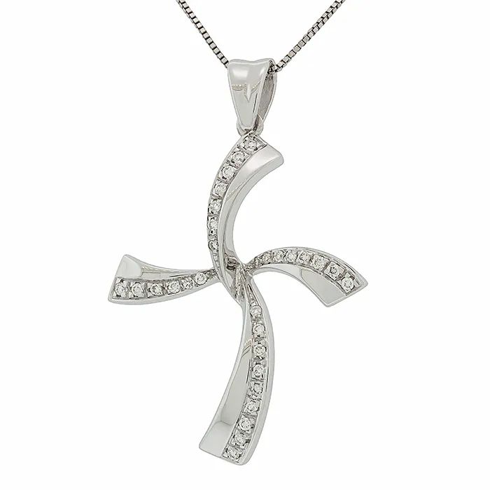 Σταυρός λευκόχρυσος με διαμάντια 0.15ct σε 18 καράτια. CR02616