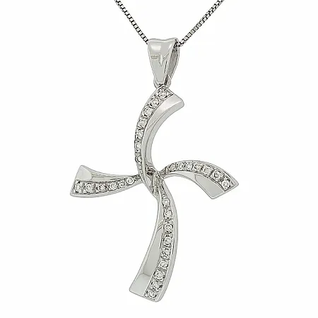 Σταυρός λευκόχρυσος με διαμάντια 0.15ct σε 18 καράτια. CR02616