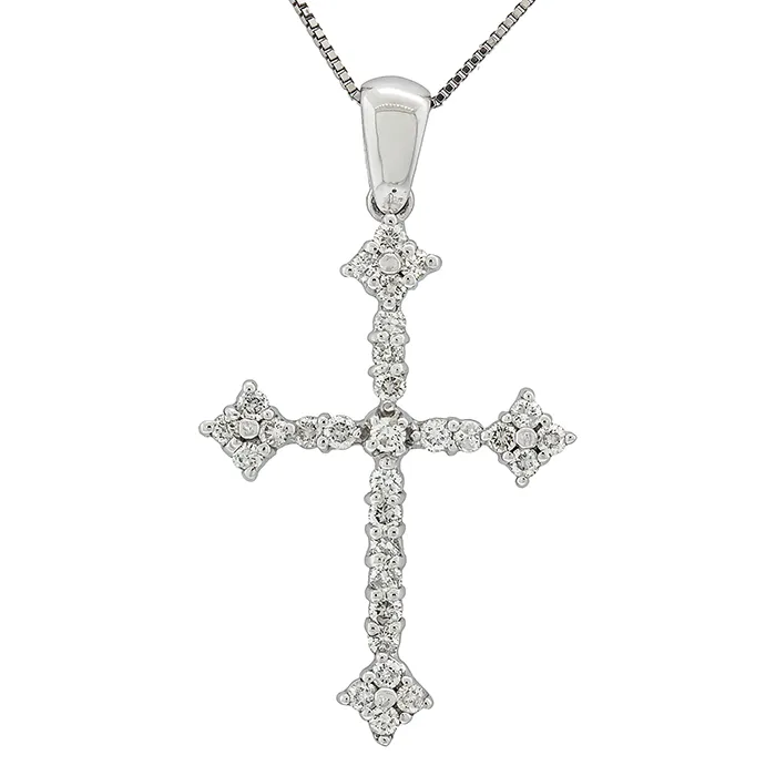 Σταυρός λευκόχρυσος με διαμάντια 0.55ct σε 18 καράτια. CR02635