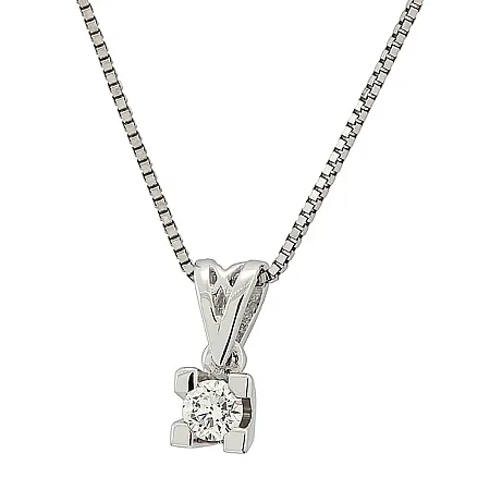 Λευκόχρυσο μενταγιόν με διαμάντι 0.08ct σετ με αλυσίδα σε 18 καράτια. MD14032