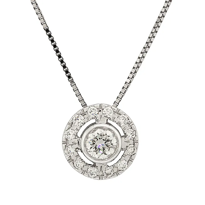 Λευκόχρυση ροζέτα με διαμάντια 0.26ct και αλυσίδα σε 18 καράτια MD14617