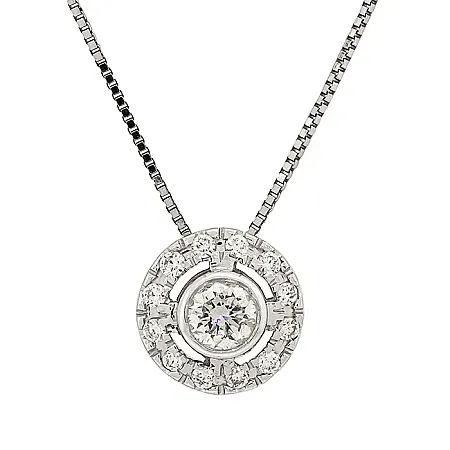 Λευκόχρυση ροζέτα με διαμάντια 0.26ct και αλυσίδα σε 18 καράτια MD14617